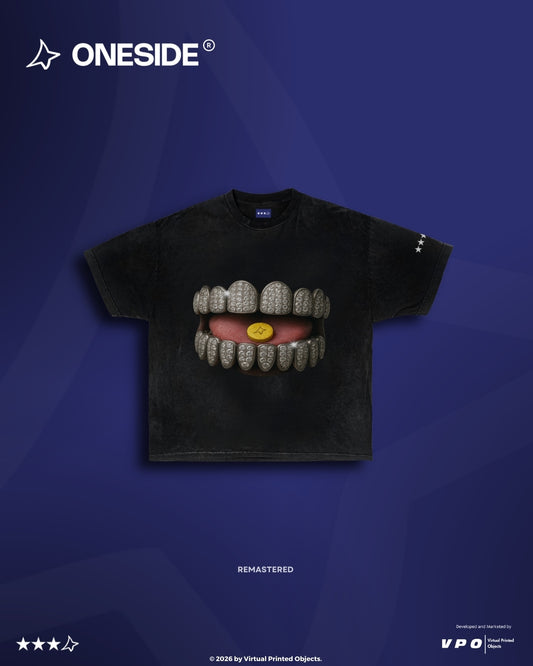 ONESIDE STONEWASHED GRAFFITI GRILLS PRINTED UNISEX OVERSIZED TEE